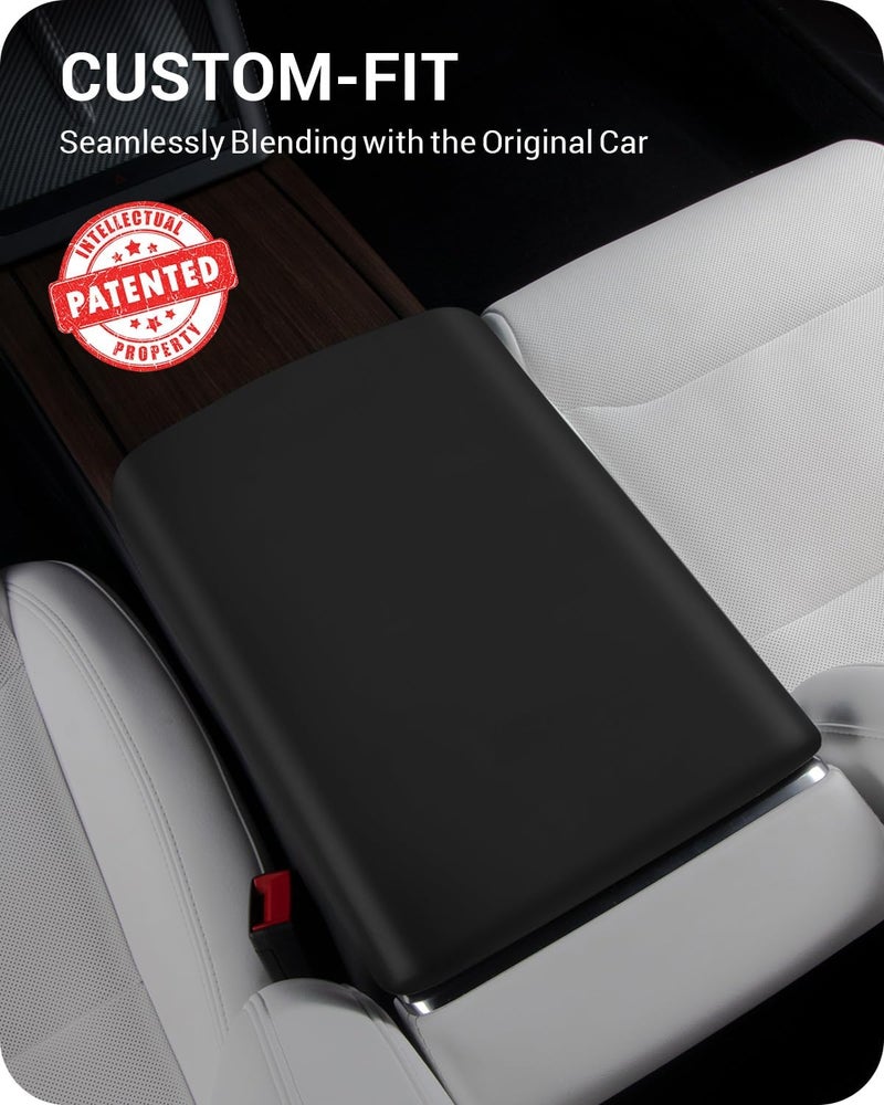 Basenor Tesla Model S Model X Center Console Cover Non-Slip TPE Armrest Cover [No Logo] Protector Armrest [Proprietary Design] 2021-2026 Tesla Interior Accessories Black - Image 3
